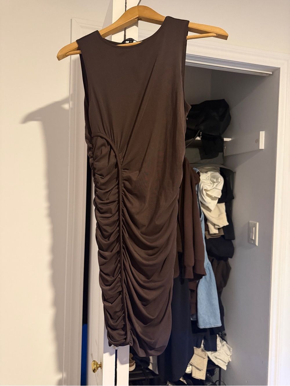 Dynamite Brown Asymmetrical Ruched Women’s Skirt